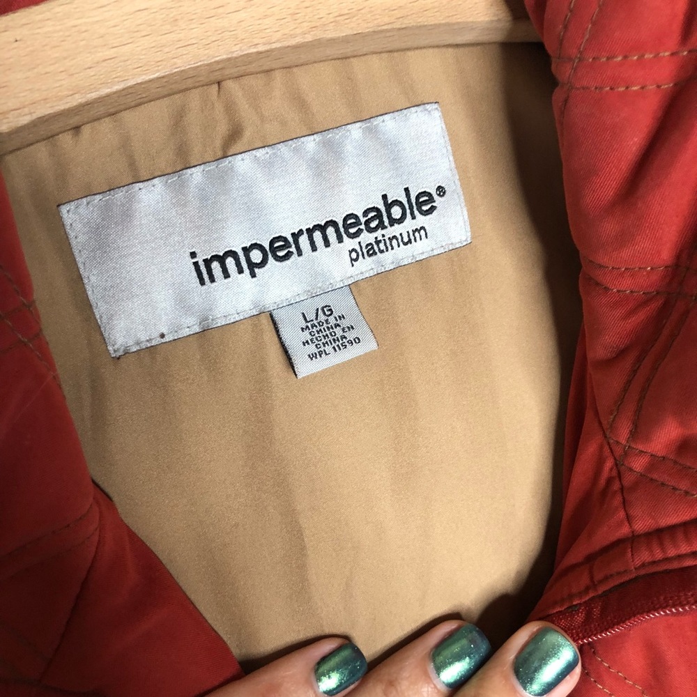 🕶️Orange quilted puffer down vest L Nordstrom Rust Impermeable Platinum - Picture 6 of 6